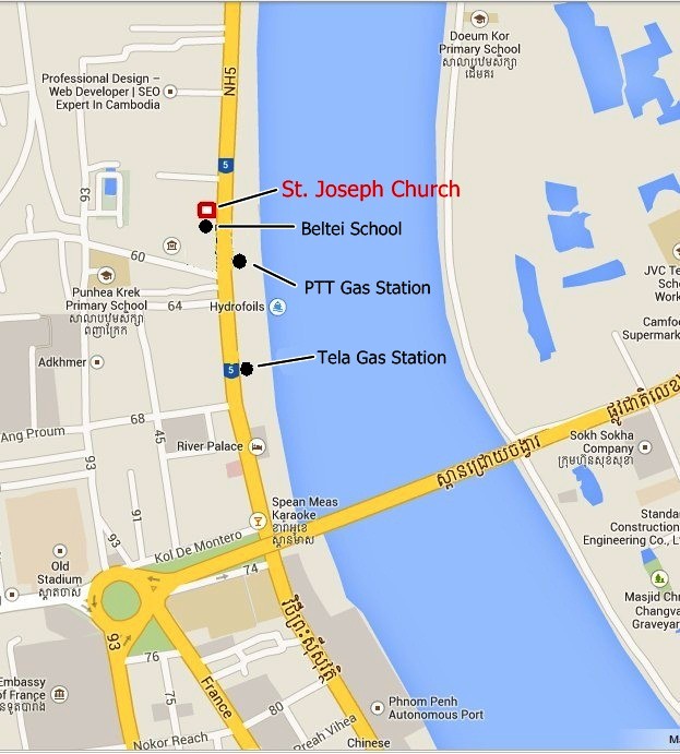 Map to St. Joseph Church