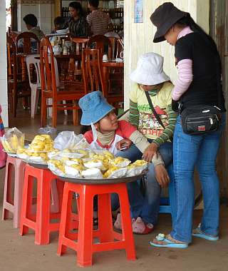Girls selling jackfruit