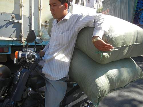 Motorcycle with huge bags