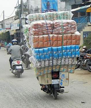 A loaded motorcycle