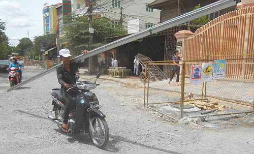 A long load on a motorcycle