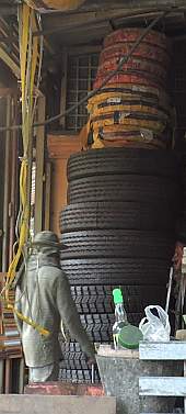 Inside a tire shop