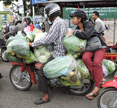 Moto loaded with vegetables