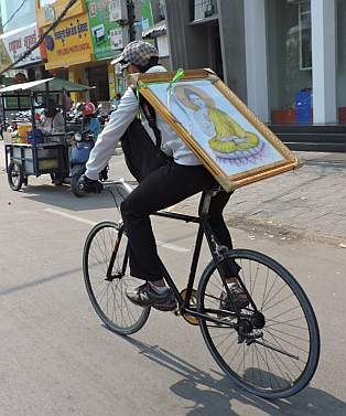 Bicylist with Buddha picture