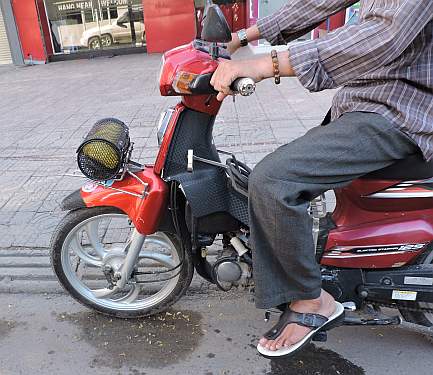 Different kind of basket on a motorcycle