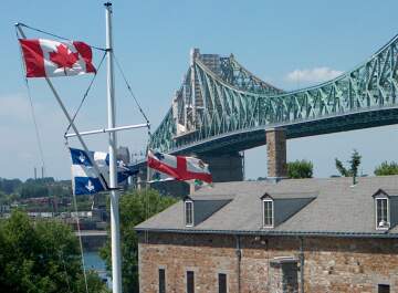 Old fort beneath St. Lawrence River bridge