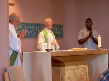 Fr. Peter McDonough presides at a retreat mass