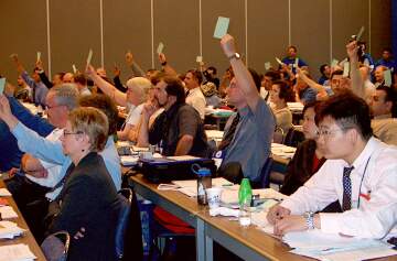 WFD delegates castiing a vote