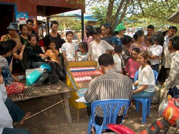 An interview in a town market