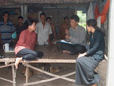 Interviewing a woman on a farm
