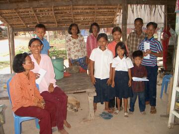 Five children just interviewed with their parents