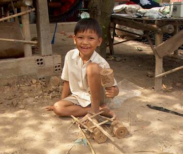 Boy making a toy car
