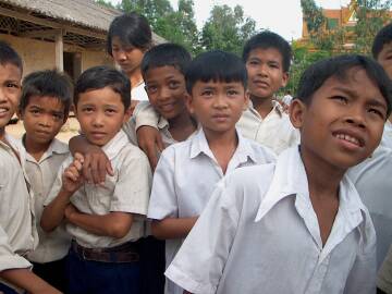 Faces of curious kids