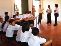 Deaf students with visitors