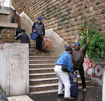 Carrying luggage to the bus