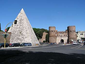 Pyramid at the wall of Rome