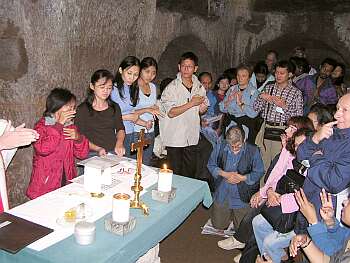 Mass in the catacombs