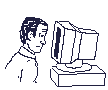 Man crashing head into monitor