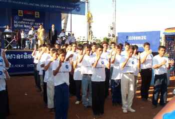 Deaf people signing the national anthem