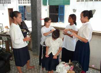 Making up the girls for the dances
