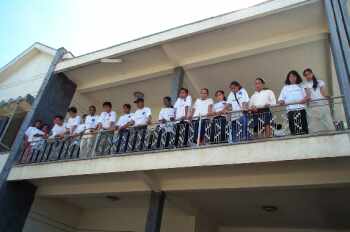 Watching the final preparations for the march