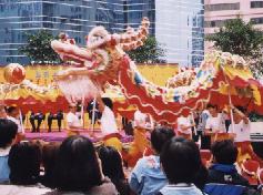 The dragon dance through the crowd