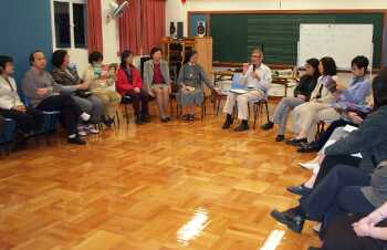 Charlie meeting with the CMS teachers