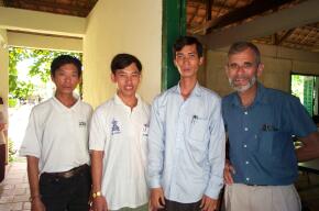 Charlie with three deaf teachers