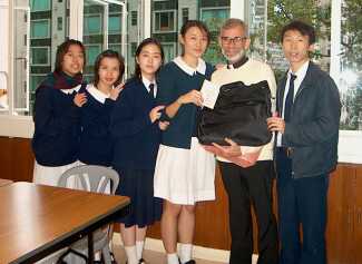 The Form 5 students giving me a gift bag