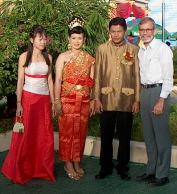 Samnang, the bride, and her husband and Charlie