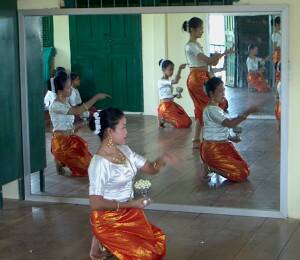 Traditional Khmer dancers at the deaf school