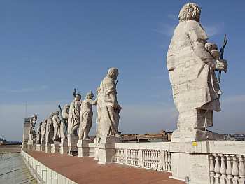 Statues atop the facade of St. Peter's