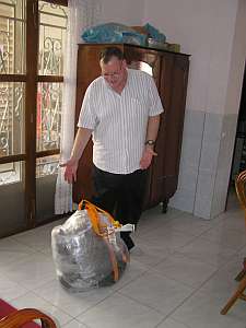 Ed McGovern and duffel bag