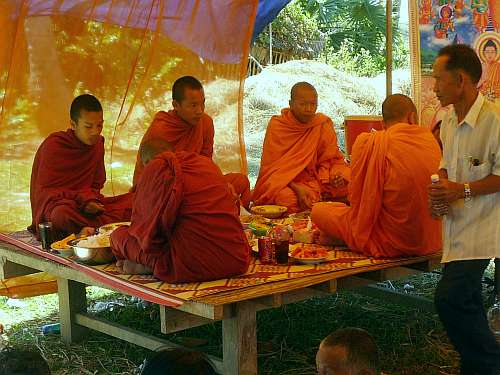 Monks eating lunch