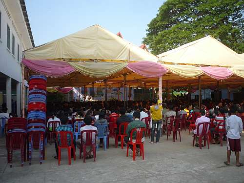Khmer Christmas mass outside