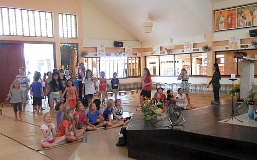 Students visiting church