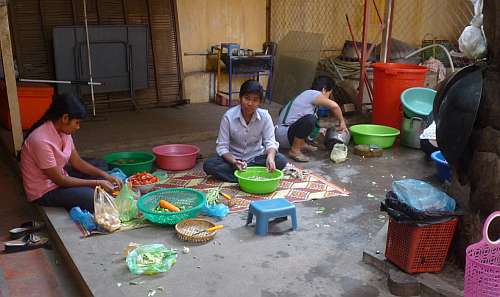 Preparing lunch for priests group