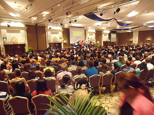 The crowd at the Christmas celebration