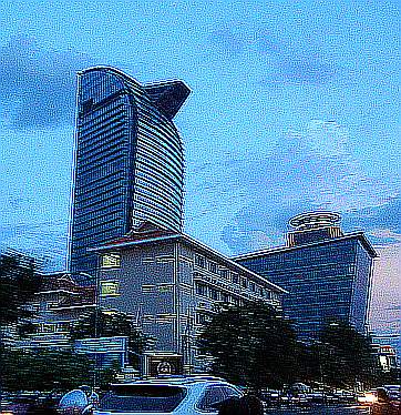 Phnom Penh skyline at dusk