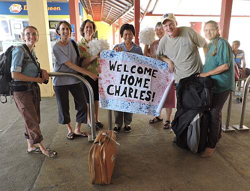 Arrival of Charles McCarthy at airport