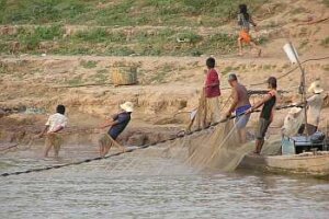 Pulling in a fishing net