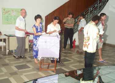 Receiving prayer cards for Joyce