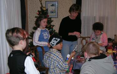 Opening the birthday gifts