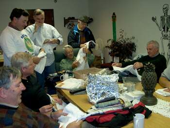 Reunion group exchanging gifts