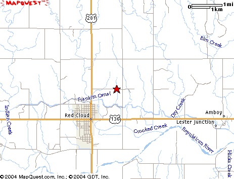 Map of the Red Cloud, Nebraska area