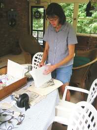 Martha sorting Mom's papers