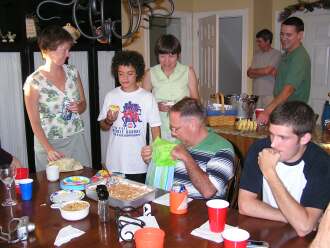 Opening a birthday present