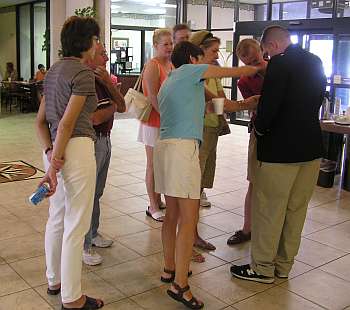 Trying on uniform jacket