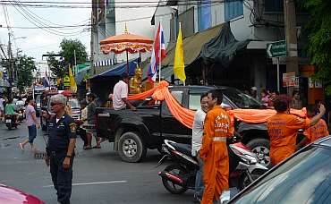 Procession coming to a main street