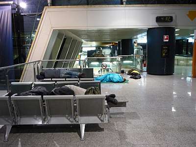 Sleeping at the Rome airport